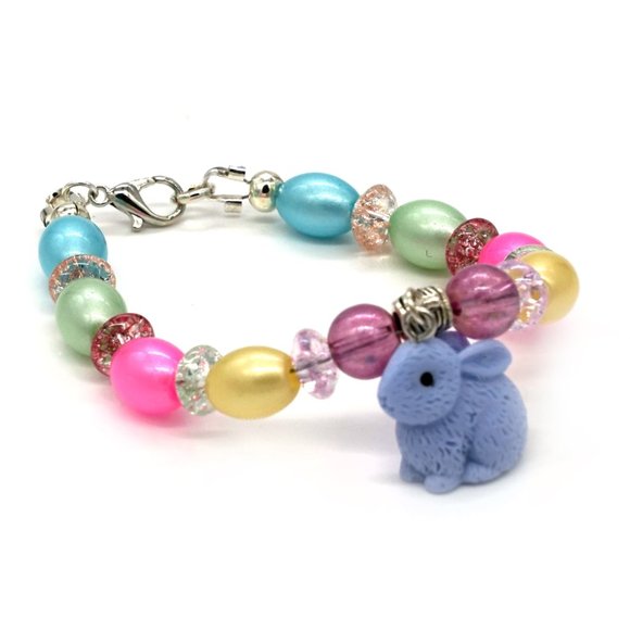 Bracelet with Spring time and Easter theme with rabbit charm. - Picture 2 of 2